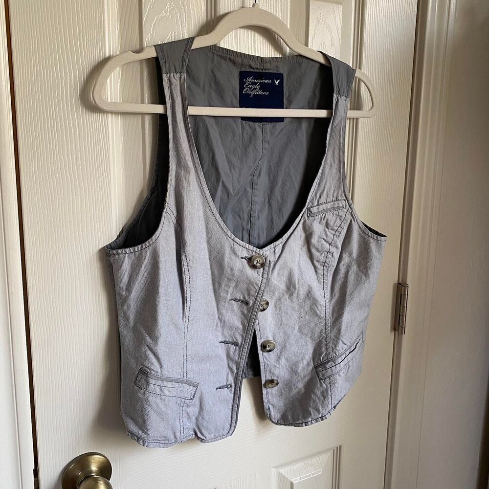 American-eagle Women's Blue and Grey Waistcoats-vests